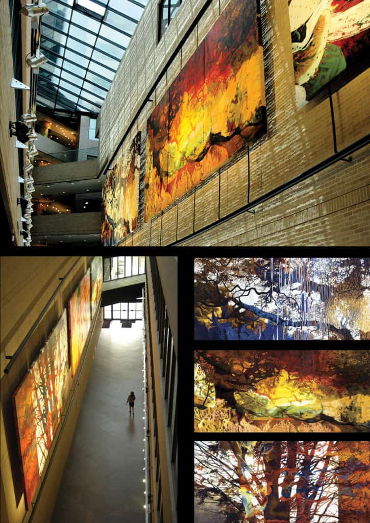 Installation of Light & Life, Abstracted Texas Landscapes. Created in 2006 for Chevron's private art collection in Houston, Texas.