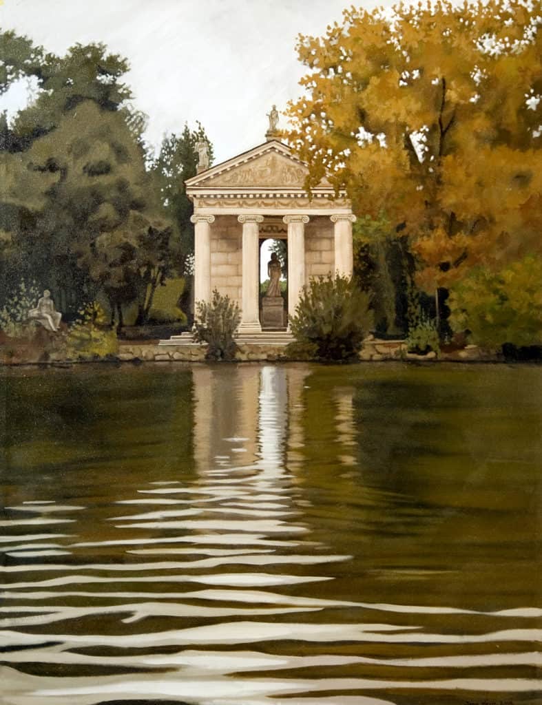 Reflections of The Temple Aesculapius, Villa Borghese, Rome, Italy